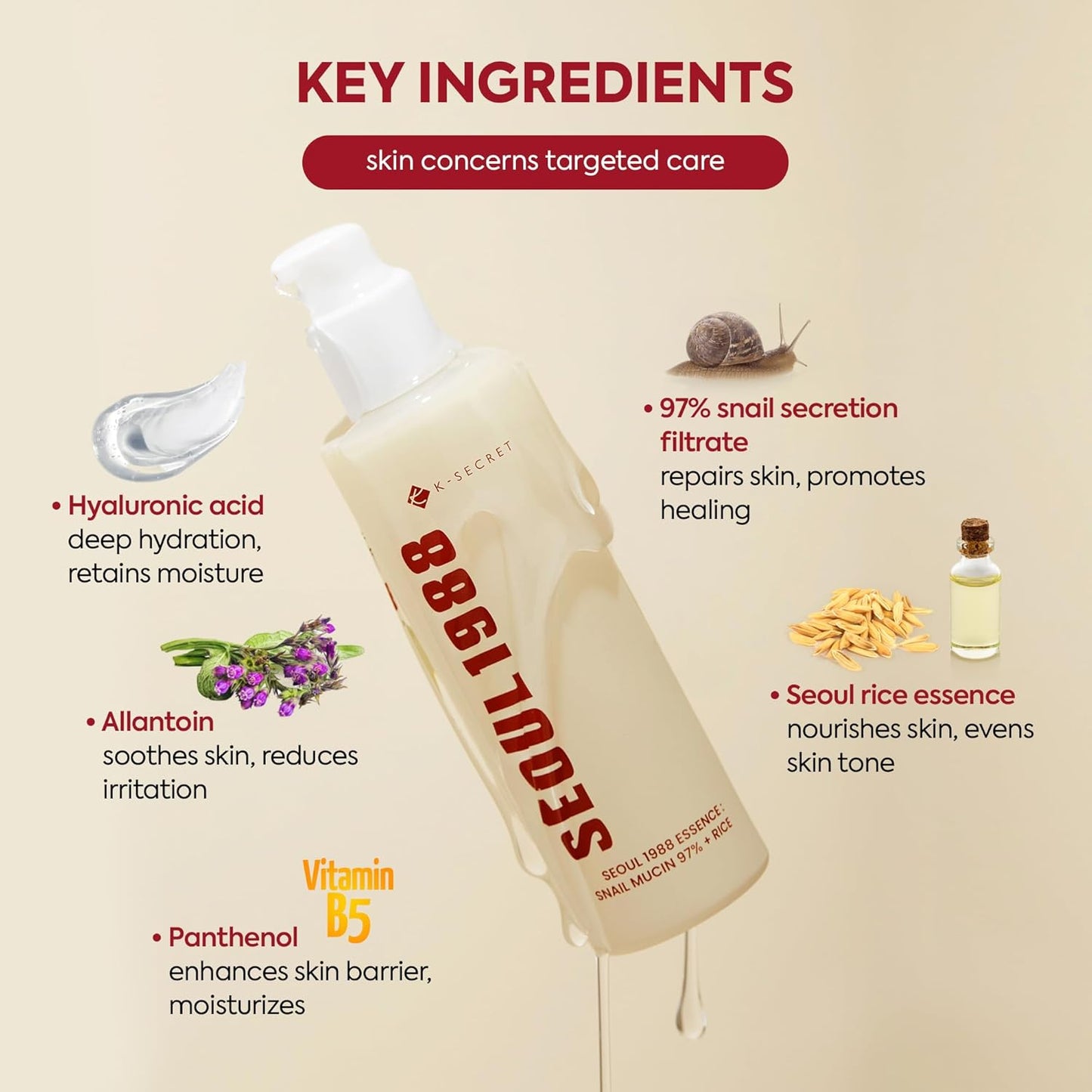 KSECRET Essence : Snail Mucin 97% + Rice 100ml