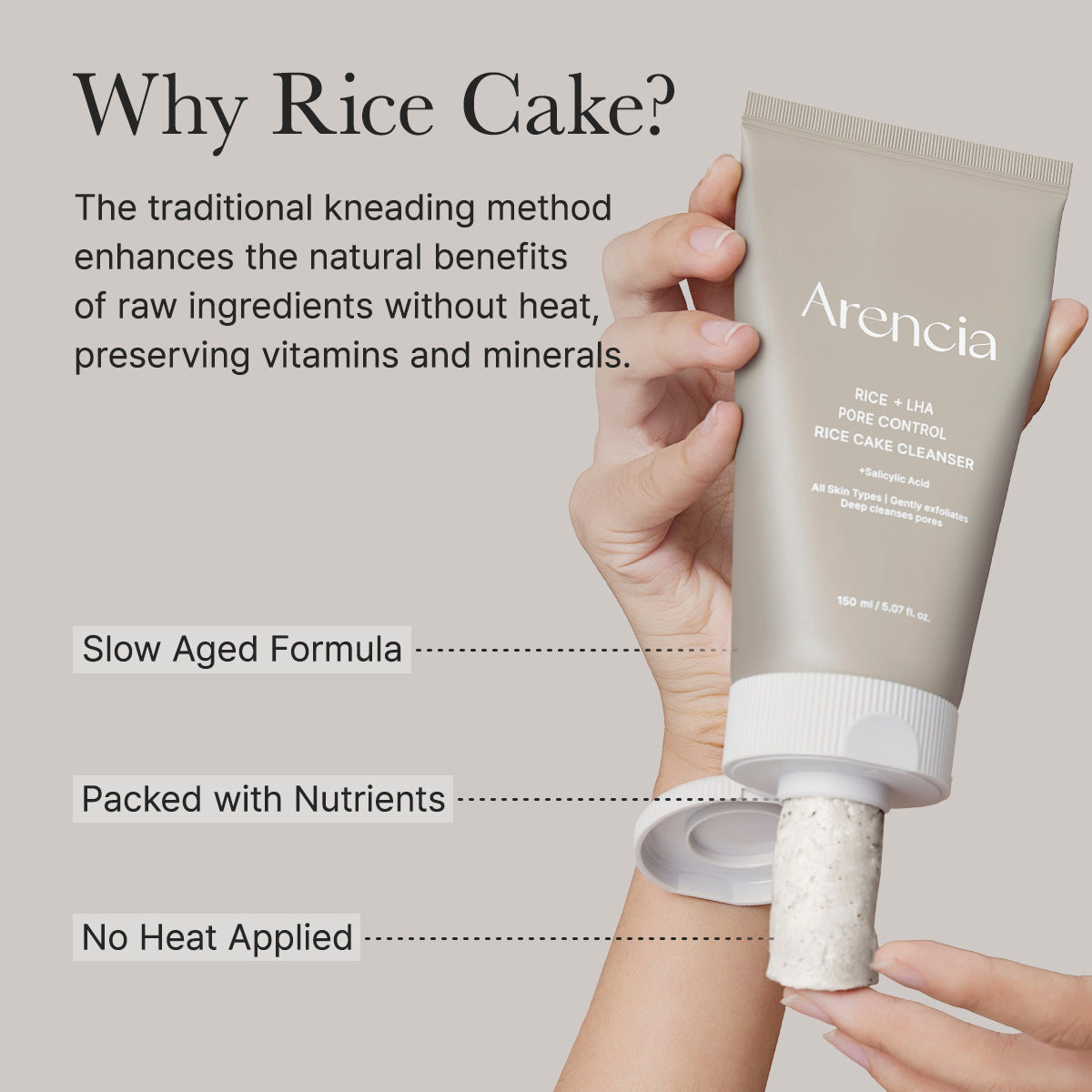 ARENCIA Rice + LHA Pore Control Rice Cake Cleanser 150g