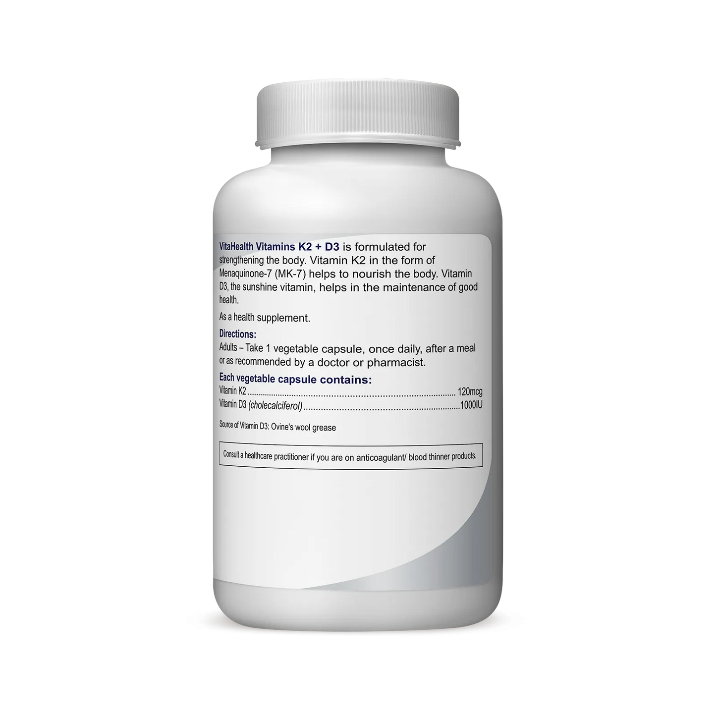 VITAHEALTH Vitamin K2+D3 90's