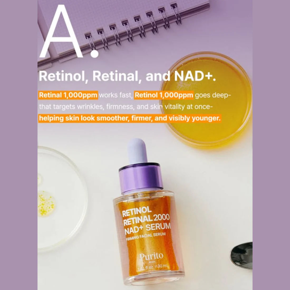 PURITO Retinol Retinal 2000 NAD+ Serum 30ml