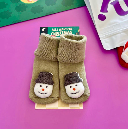 Hat Snow Man Babies Socks