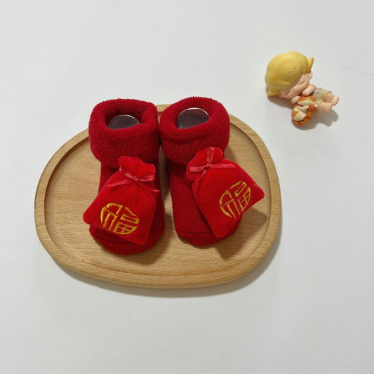 Money Bag Red CNY Babies Socks