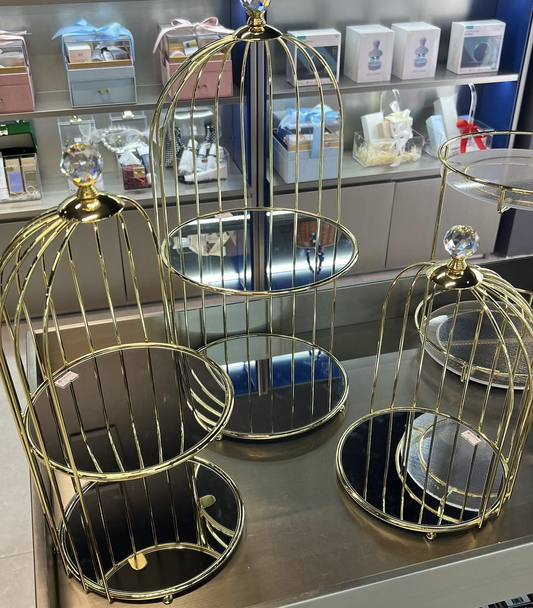 Golden Rack Display Stand - Birdcage Design