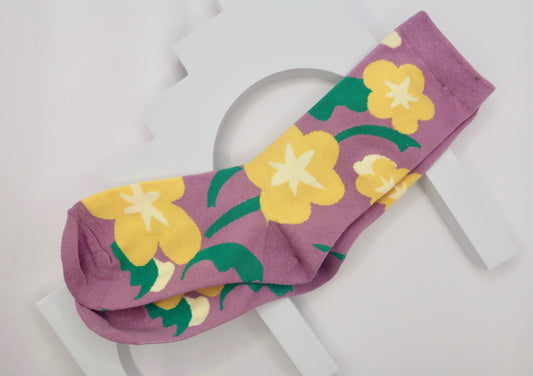 Yellow Floral Adult Socks