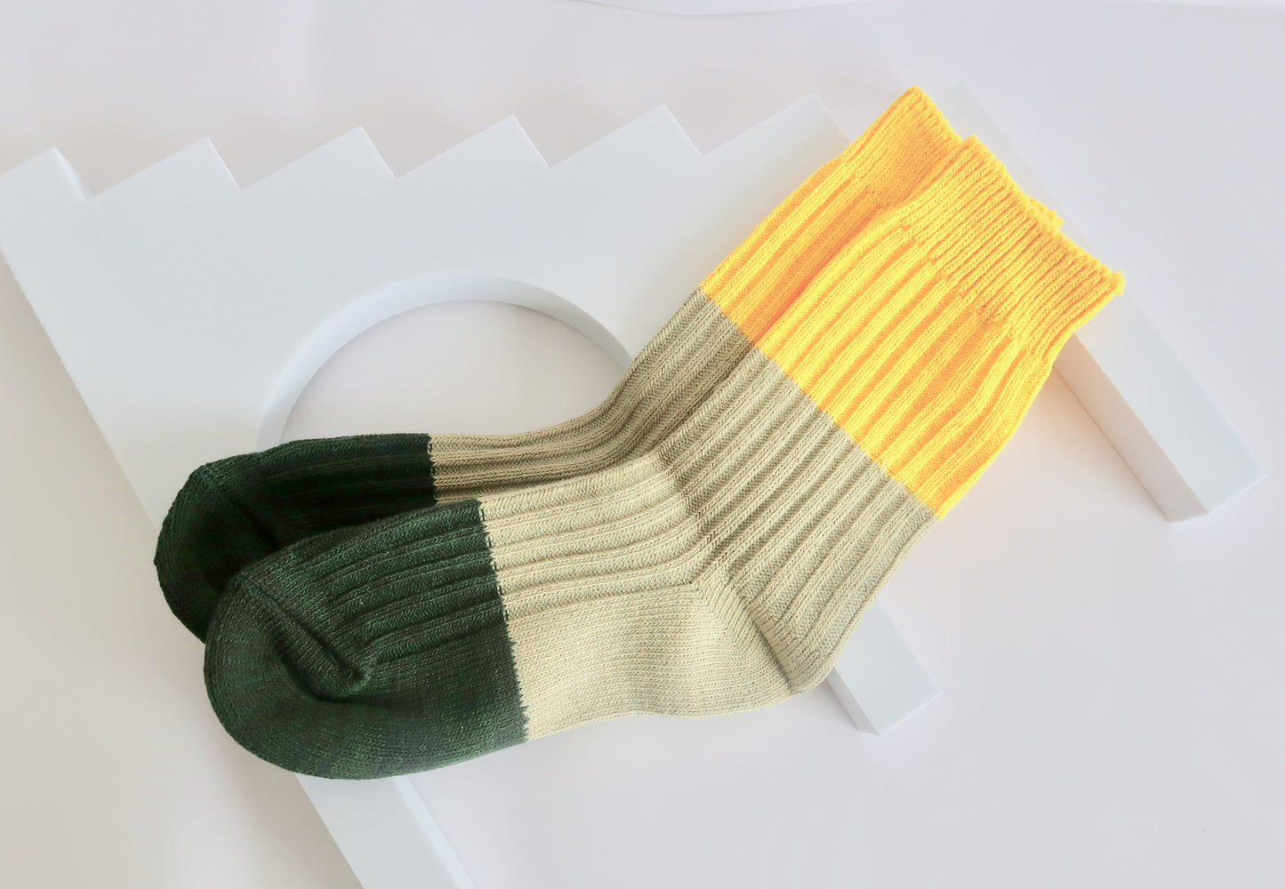 Plain Green & Yellow Socks