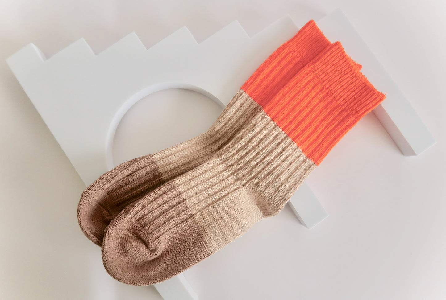 Plain Brown & Orange Socks