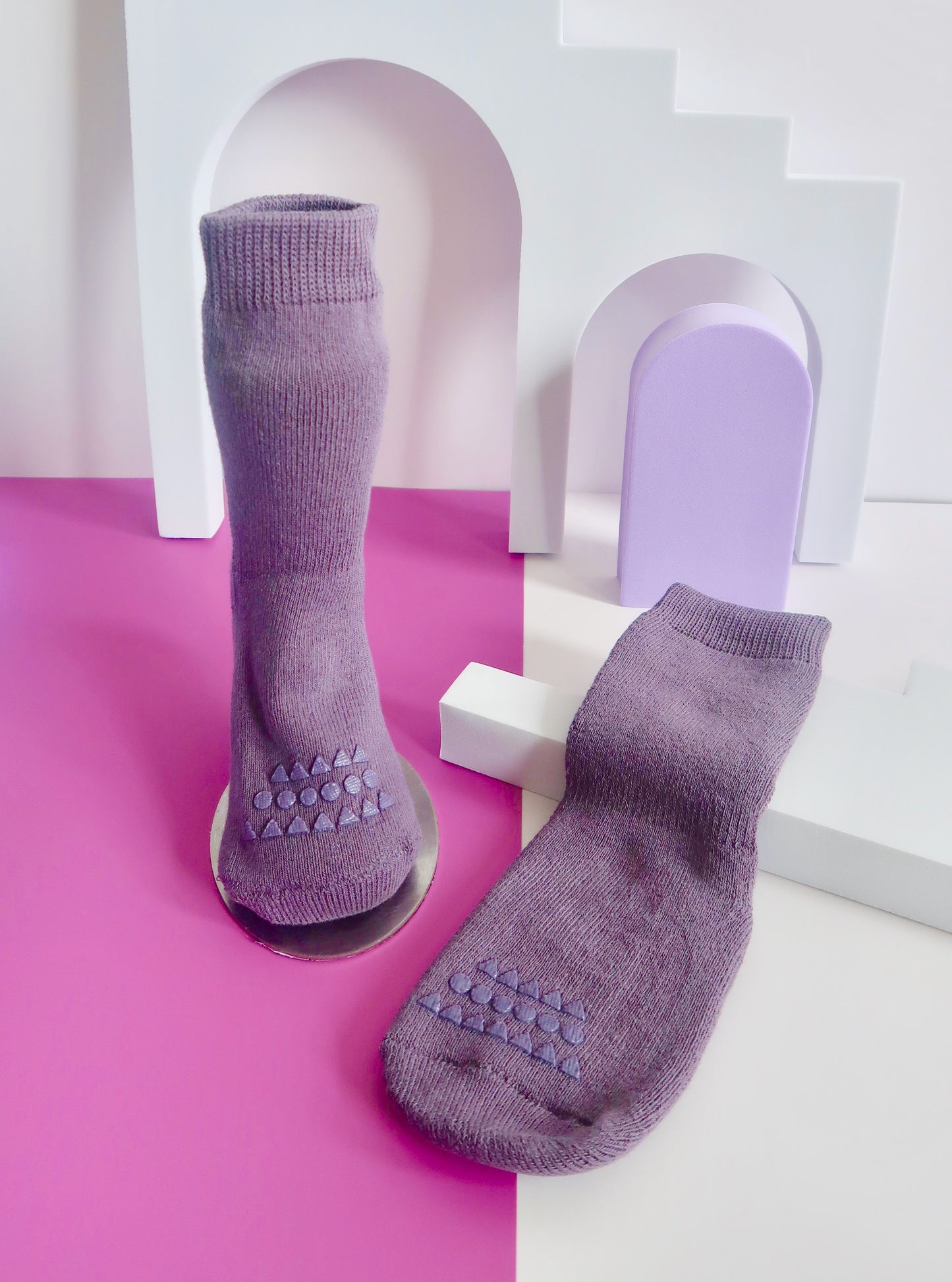 Purple Pattern Non - Slip Babies Socks