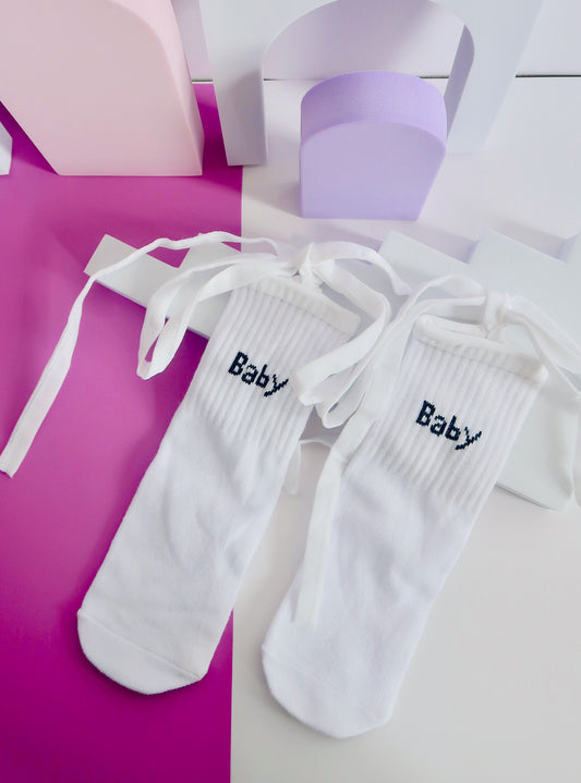 Plain - BABY White Babies Socks