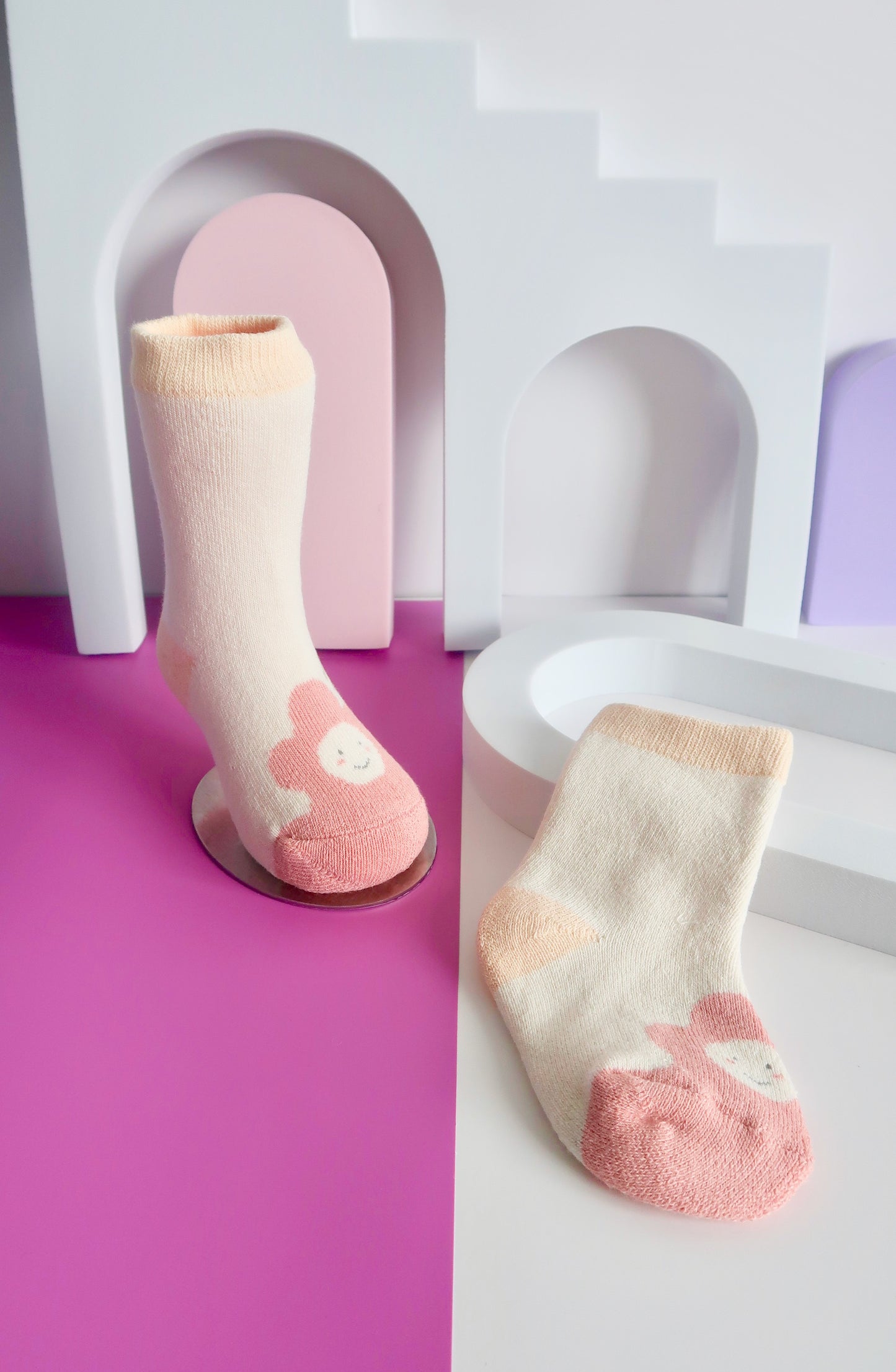 Pink Flower Babies Socks