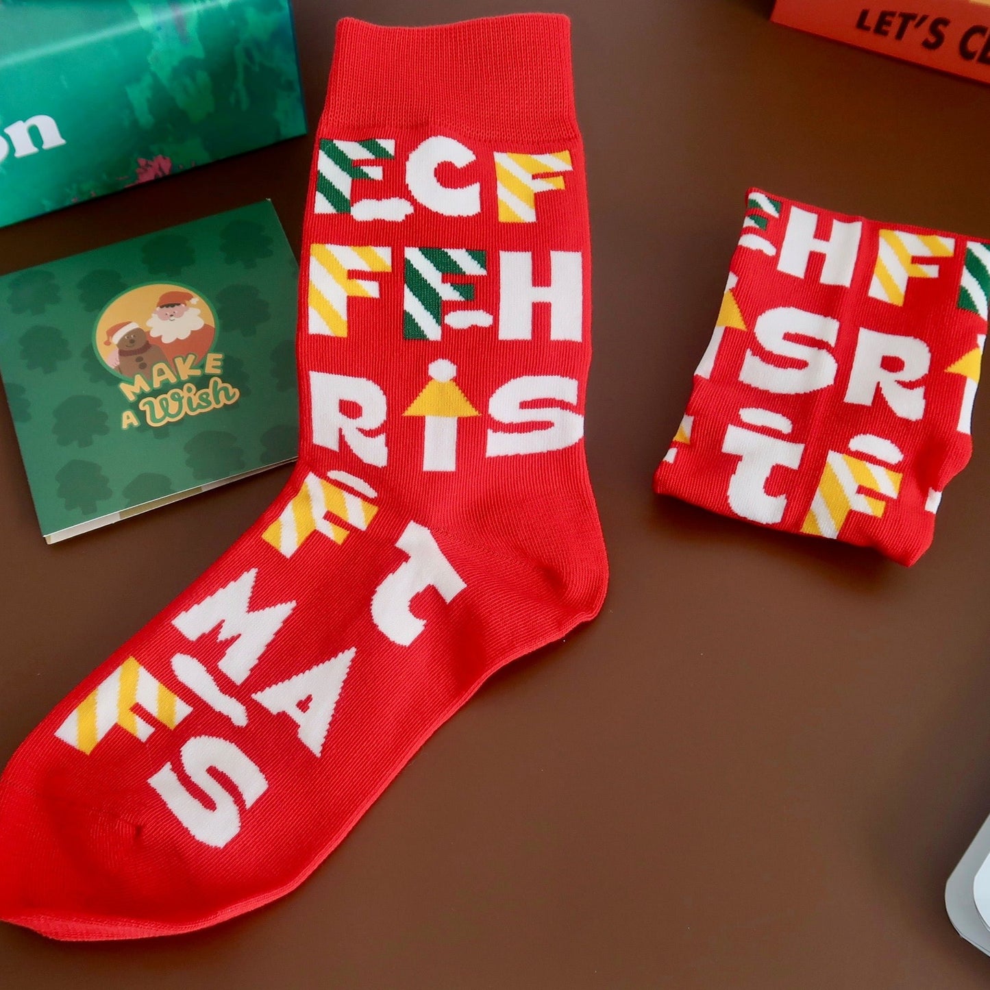 Christmas Alphabet Red Adult Socks