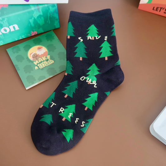 Save Our Trees Black Adult Socks