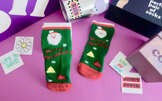 Merry Christmas Green Babies Socks