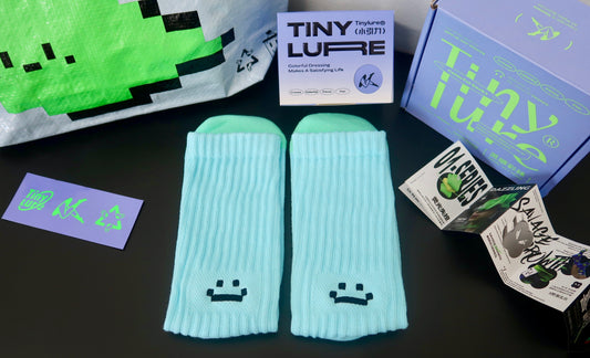 Tiny Lure Smiley Ocean Blue Socks