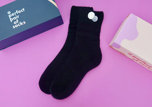 Plain - Black Pom Adult Socks