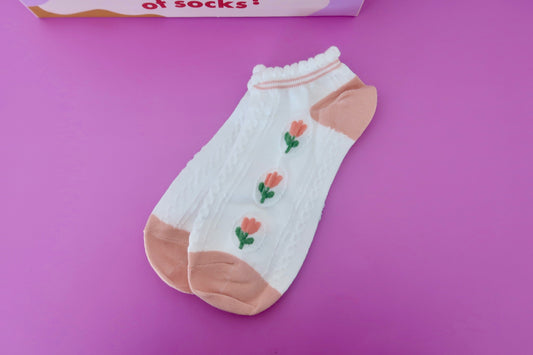 Pink Tiny Tulip Adult Socks