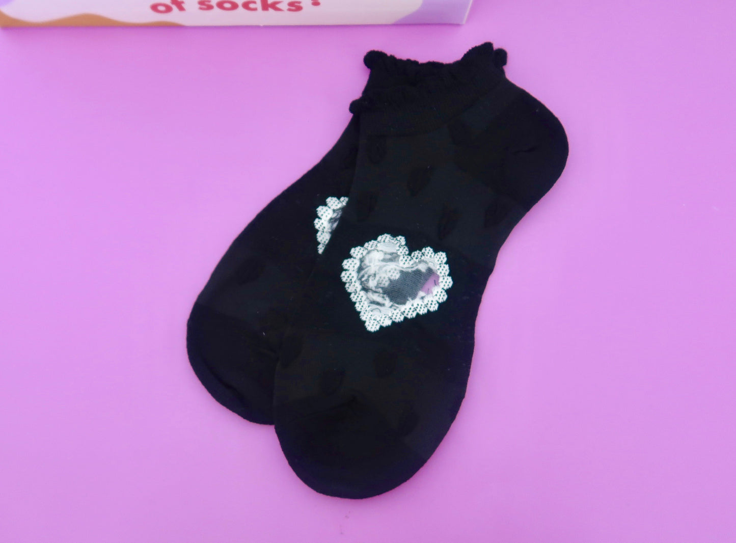 Black Center Heart Adult Socks