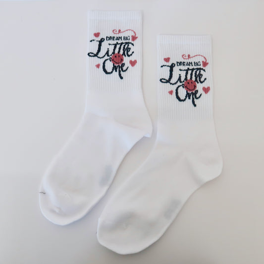 Dream Big Little One All White Adult Socks