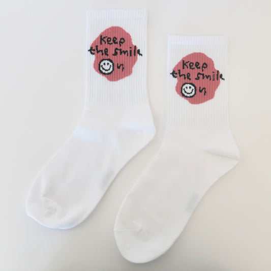 Keep The Smile All White Adult Socks