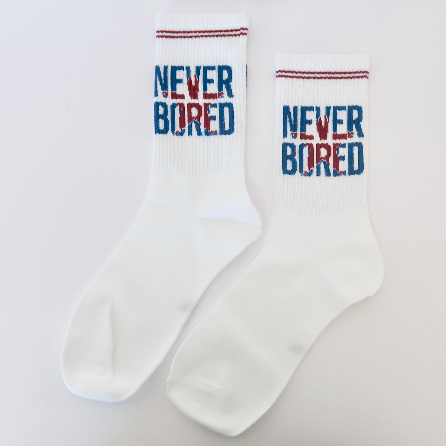 Never Bored All White Adult Socks