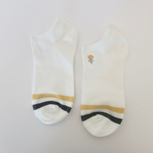 Tiny Flower White Adult Socks