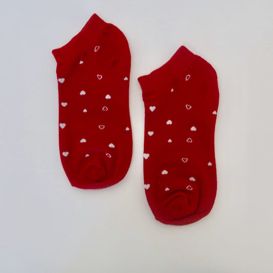 Red Tiny Hearts Adult Socks