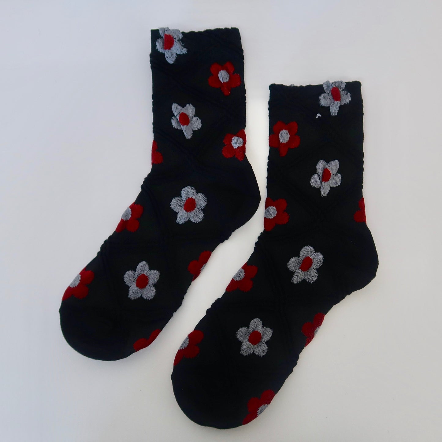 Black Floral Adult Socks