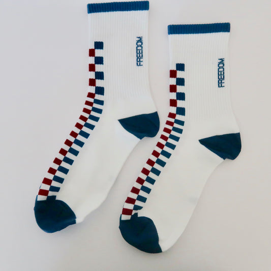 Red and Blue Freedom Adult Socks