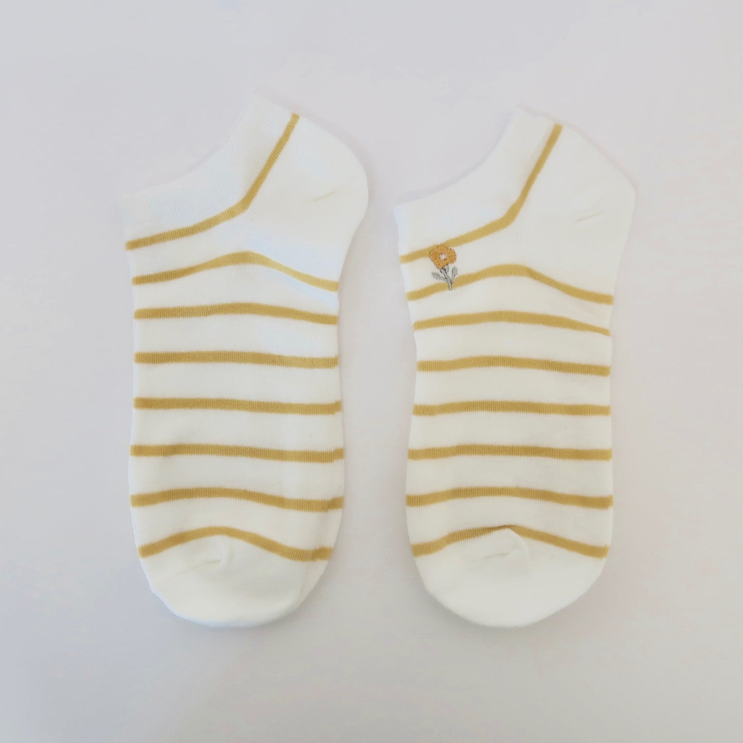 Yellow Flower Stripe Adult Socks