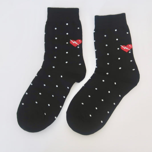 Heart Black Adult Socks