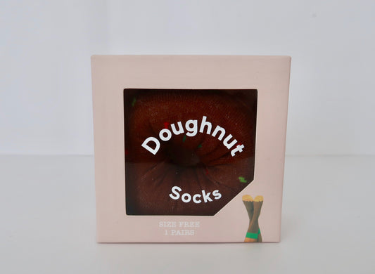 Donut Socks with Brown Box