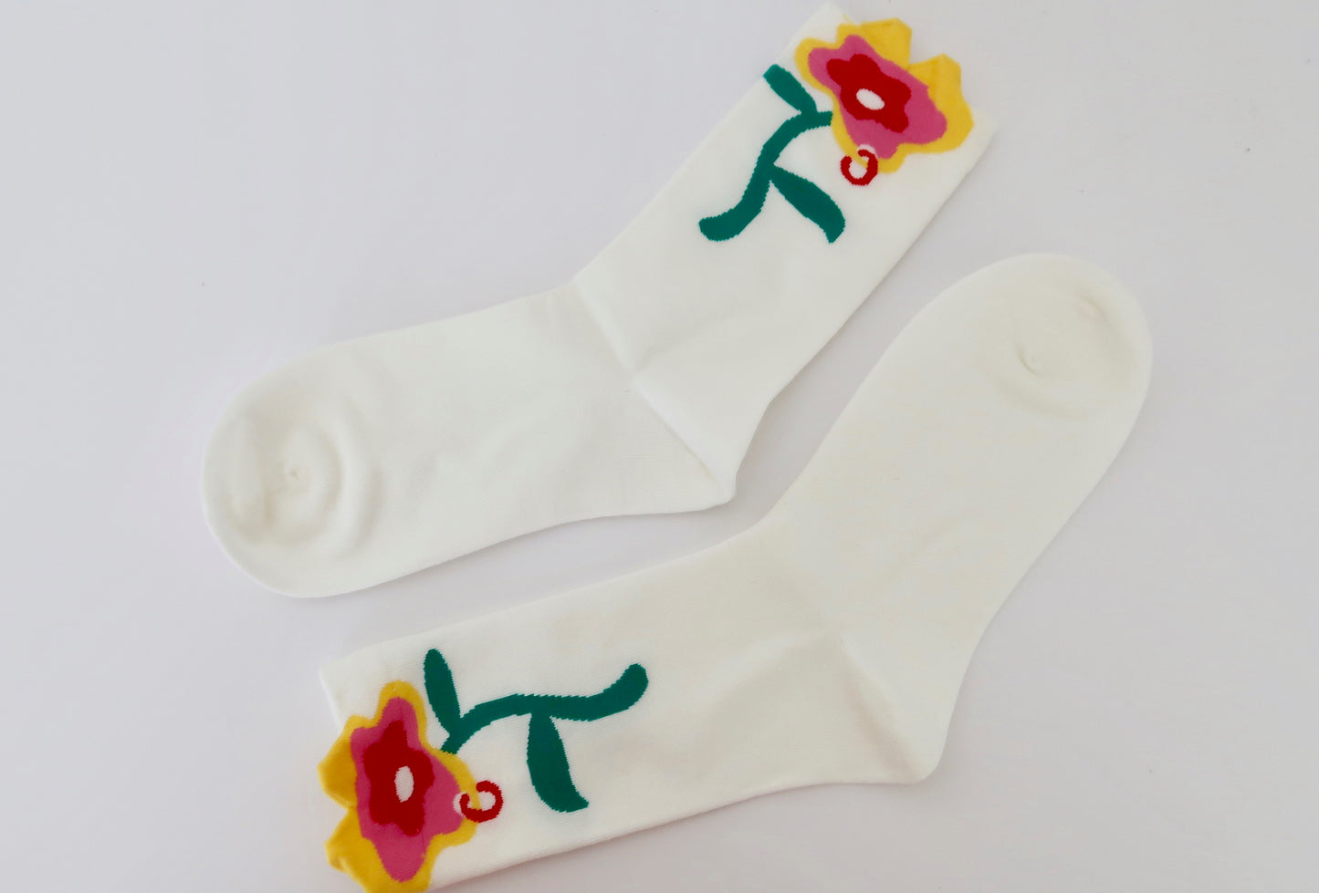 White Floral Socks