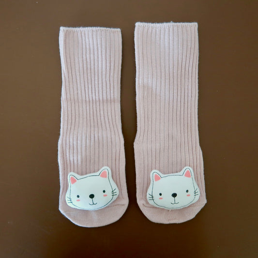 Pink 3D Kitty Baby Socks