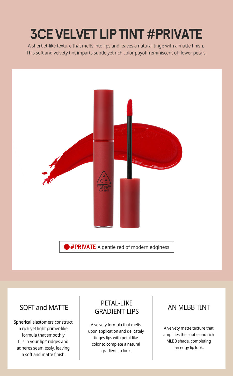 3CE Velvet Lip Tint 4g (3 Shades)