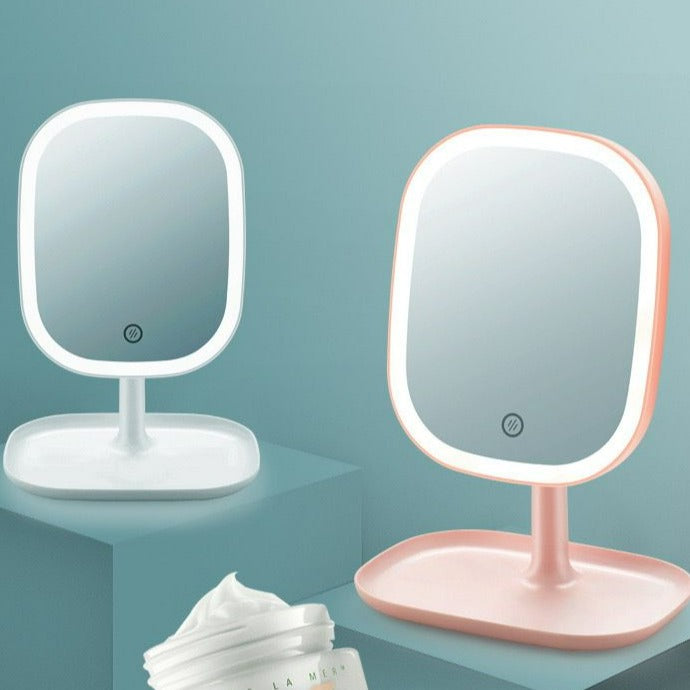 Mini table mirror with LED light