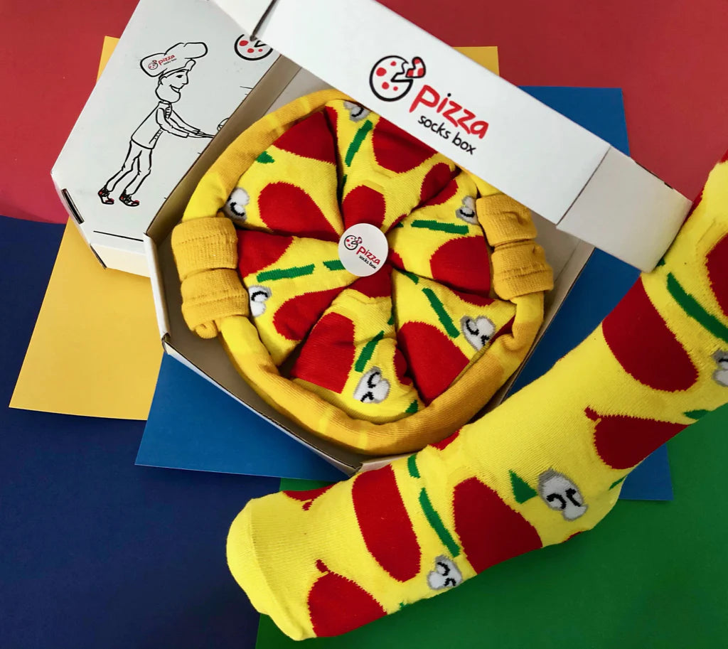 Large Cheesy Pizza Socks with Box