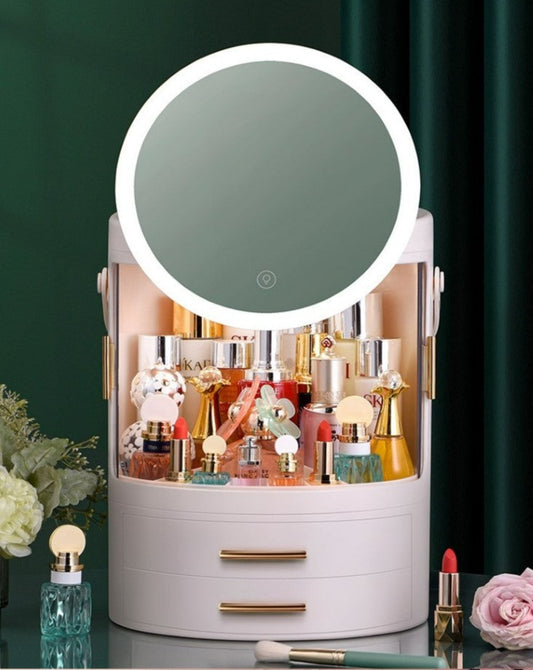 Skincare Cosmetics Vanity Storage w Large mirror