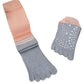 [L] Peach & Grey Long Grip Toe Adult Yoga Socks